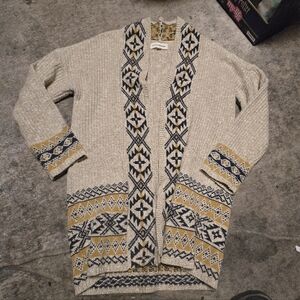 Lucky Brand Cream and Navy Patterned Sweater